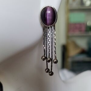 Elegant Purple and Silver Dangle Earrings